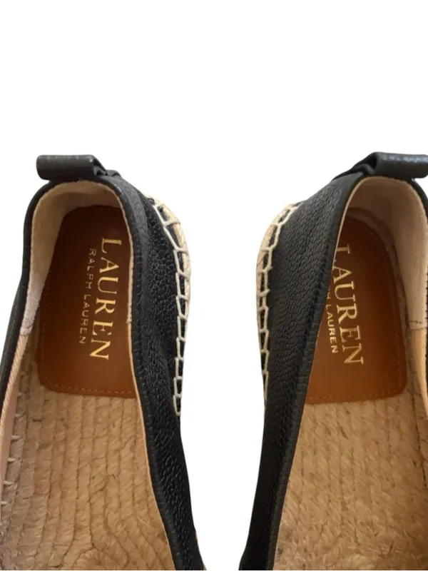 Ralph Lauren Black Leather Espadrille Slip-Ons with Natural Raffia Toe NWOT 6.5 - Image 10