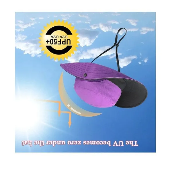 Women's Sun Shade Hat Wide Brim Hat UV Blocking Hiking Camping Sun Protect White - Image 9