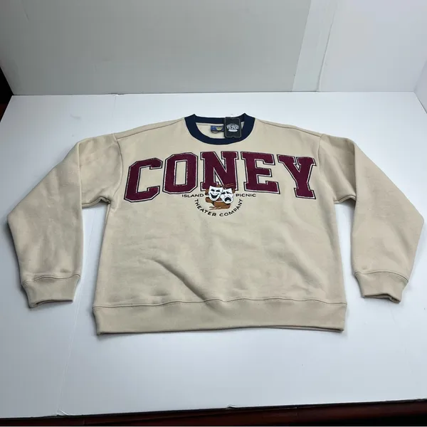 Coney Island Picnic Theater‎ Company Graphic Sweatshirt Womens Small Cream NEW - Image 7