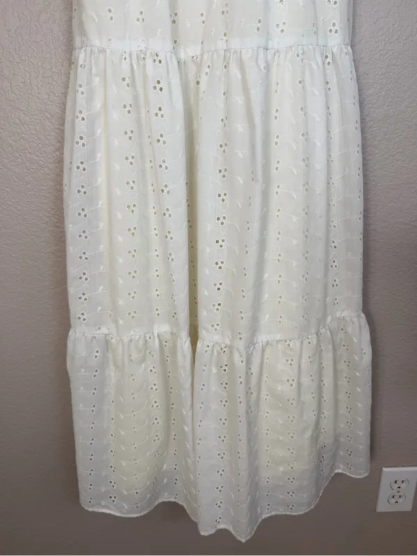 Roberta Vintage 70’s White Cotton Eyelet Lace Tiered Maxi Sundress 7 Cottage - Image 4