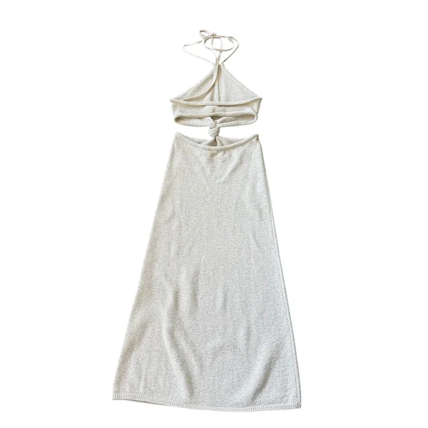 Cult Gaia Cameron Dress Off White Knit Cutout Midi - Image 4