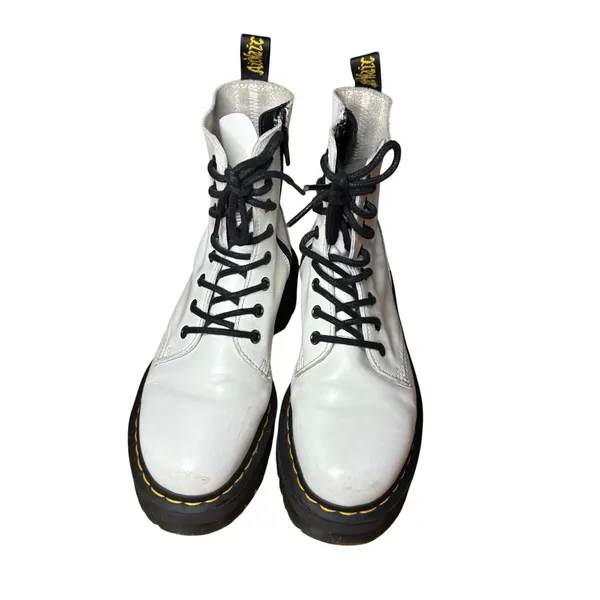 Dr. Martens White Jadon Leather Platform Boots Size 7 - Image 3