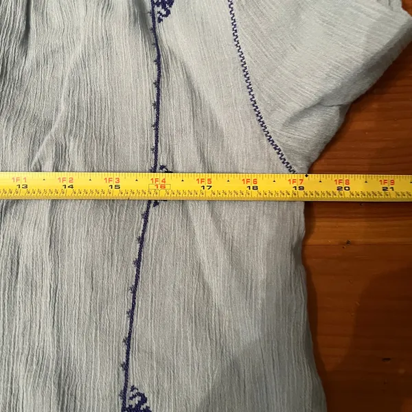 J.Crew‎ Women's Blue Cotton Peasant Boho Tie Blouse Size 2 - Image 7