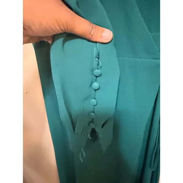 Lulus Teal Green Long Sleeve Wrap Maxi‎ Dress Size Small READ - Image 5