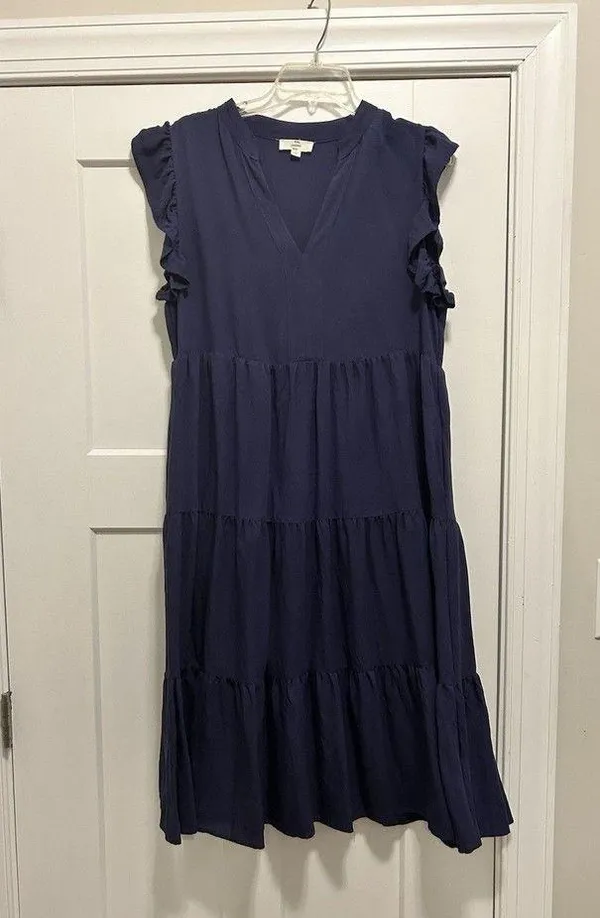Entro Women’s Size Large Navy Blue Lagenlook Tiered Modest Tent Cottagecore Farm - Image 2