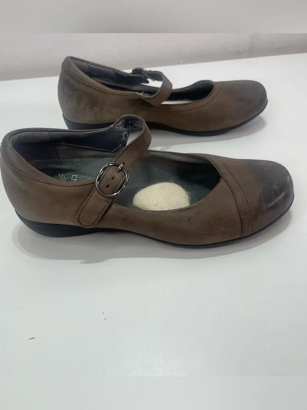 Dansko Brown Mary Jane Leather Low Wedge Women's 36 Comfort Shoes Academia - Image 3