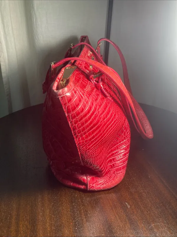 Brahmin red croc-embossed leather tote bag - Image 9