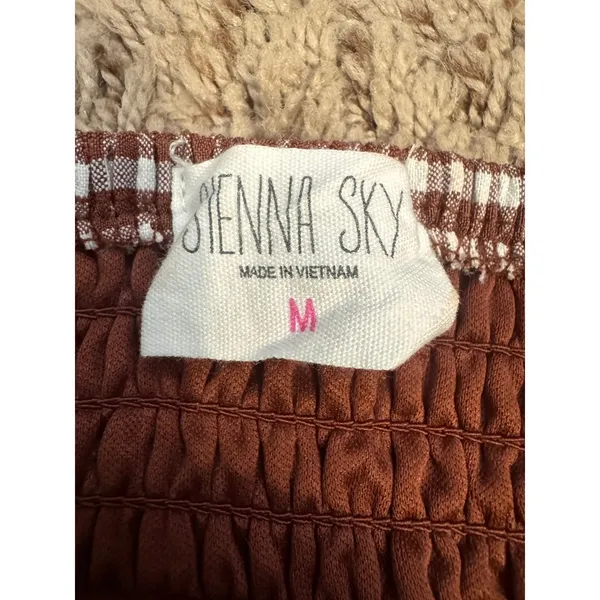 Sienna Sky Skort Women's Brown‎ Gingham Pull On Elastic Waist Size Medium - Image 5