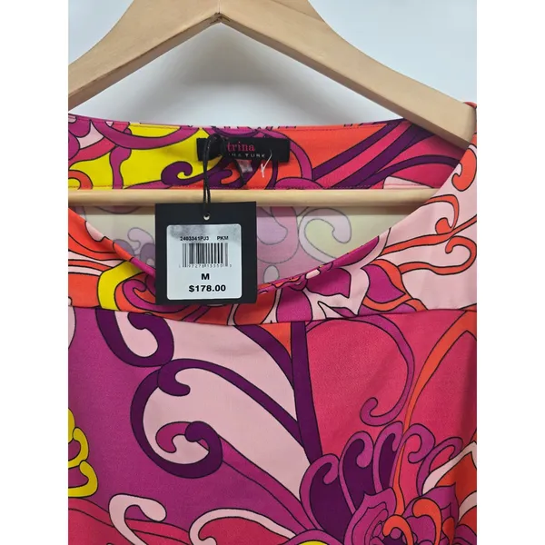 Trina Turk Dress Womens M 2403341PJ3 Pink Floral Cold Shoulder NEW - Image 2