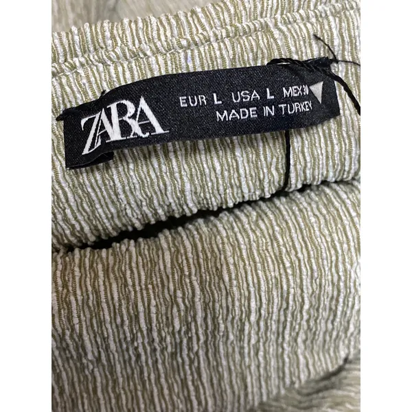 NEW Zara Women's Green Textured Sleeveless Halter Neck Slim Fit Crop Tank Top L - Image 3