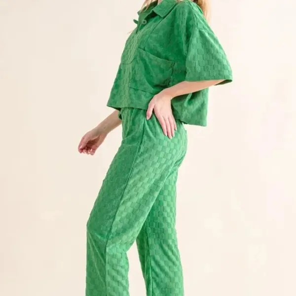 ✨NWT And The Why Brushed Texture Checker‎ Board Pattern Casual Pants - Image 6