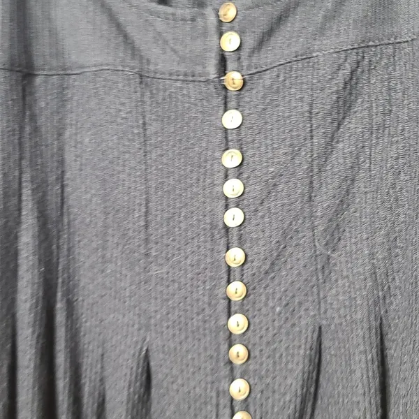 Free People boho long sleeve black scoop neck flowy pleated blouse shirt top M - Image 4