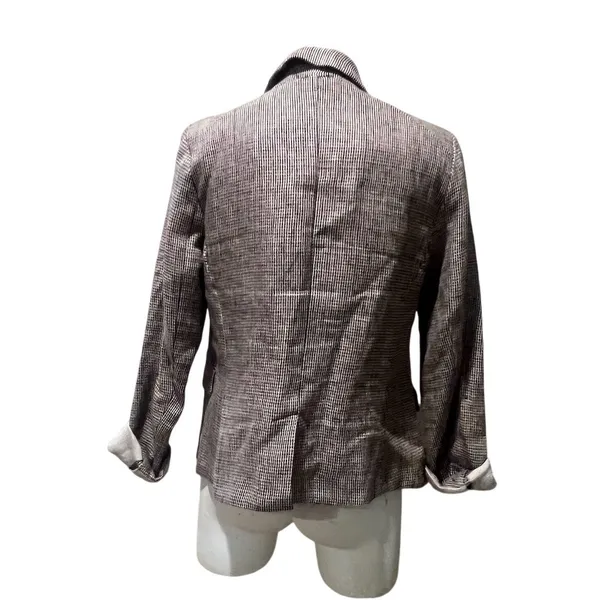 Free People Blazer Womens Size M Brown Plaid Single Button Notched Lapel - Image 2