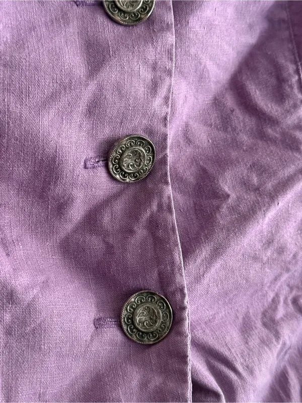 Kendall Creek Collections Lavender Cotton Linen Button Vest M Made USA - Image 6
