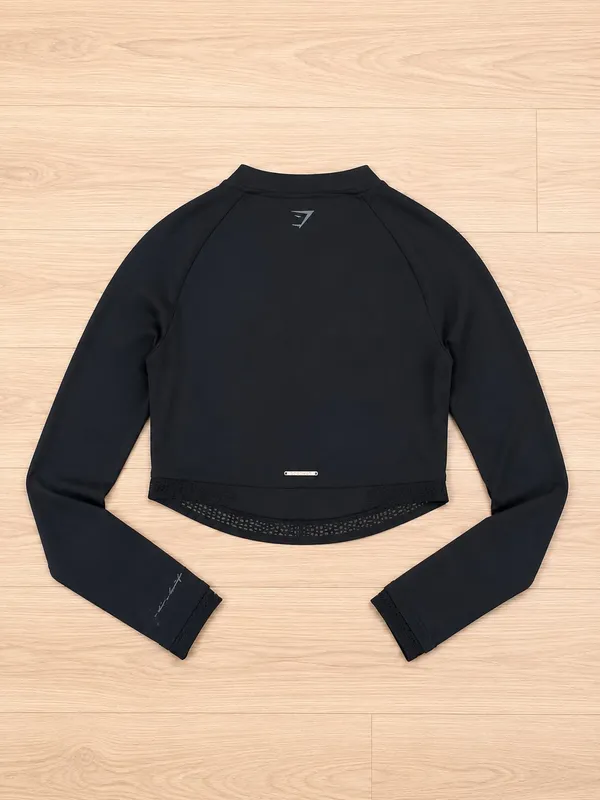 Gymshark Whitney Simmons Women's Seamless Crop Top Long Sleeve Black - Image 2