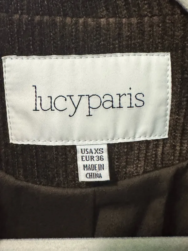 LUCY PARIS Corduroy Blazer XS 19” p2p Brown $128 Retail NWOT - Image 3