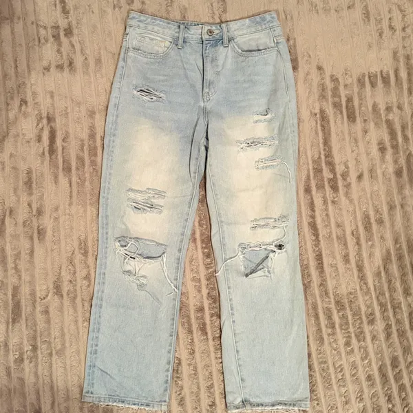 Vervet Distressed‎ Straight Leg Jeans Light Wash High Rise Size 27 - Image 2
