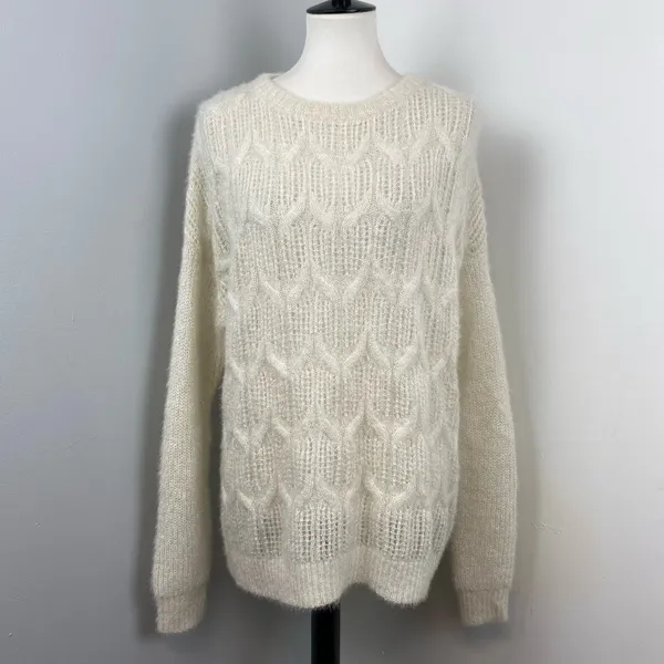 Soft Surroundings Ivory Soft Fuzzy Narcissa Crew Neck Sweater XL - Image 3