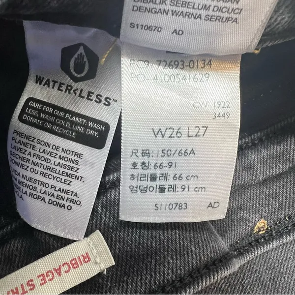 Levi’s Ribcage Straight Ankle Jeans 26 Gray Black Super High Rise Button Fly - Image 7