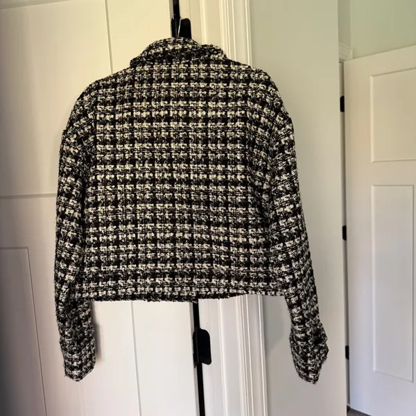 ANINE BING Adrianna jacket Black Plaid cropped pockets‎ coat - Image 10