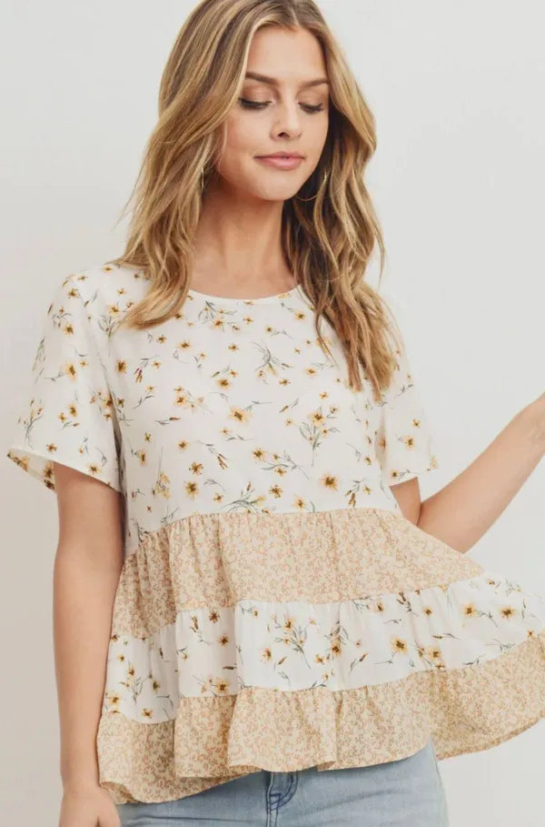 Anthropologie Womens Paper Crane Kourt Spring Floral Tiered Top - Sz XS - Image 4
