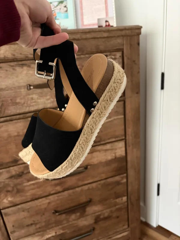 Soda Black Platform Sandals Espadrille - Image 2