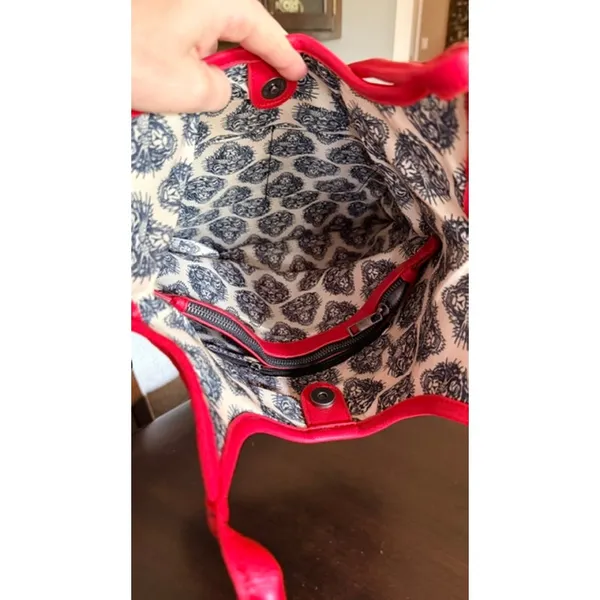 Ed Hardy Panther Tattoo Tote Bag Black Red Shoulder Purse Built-In Zip Pouch - Image 8
