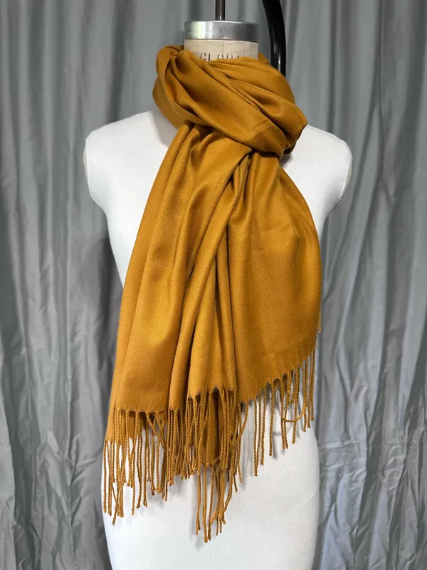 Scarf Extra Large Shawl Cashmere Wrap Scarves Soft Pashmina Dark Brown Gold - Image 3