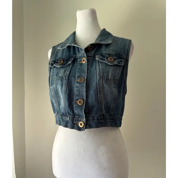 Vintage Y2K Highway Jeans Denim Cropped Vest - Image 3