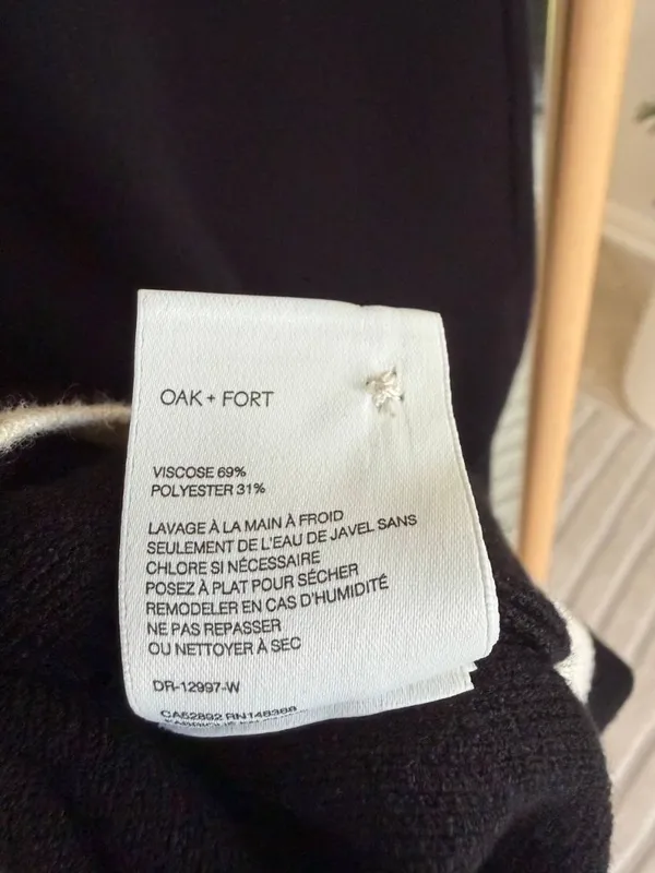 OAK + FORT Collared Contrast Trim Knit Mini Dress Black White M - Image 10