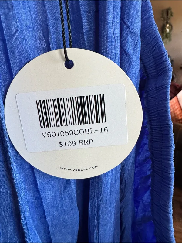 NWT VRG GRL 16 XL Raya High Waisted Wide Leg Crinkled Chiffon Blue Pants Preppy - Image 4