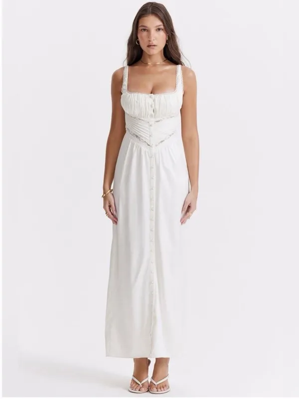 House of CB Illiana Ivory Real Silk Maxi Dress XS - Image 7