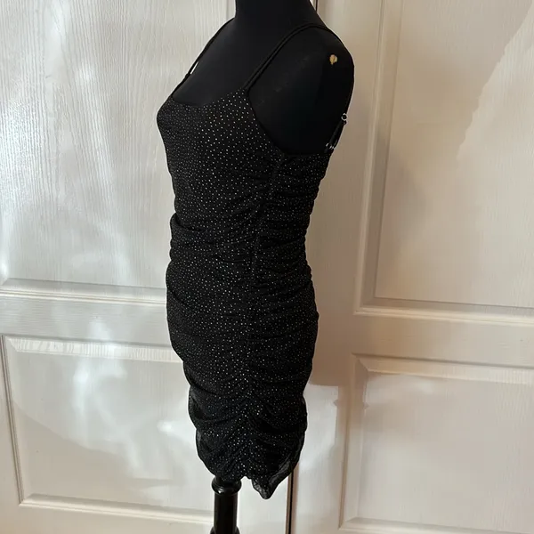 Lucy In The Sky Black Mesh Silver Glitter Party Dress - Image 6