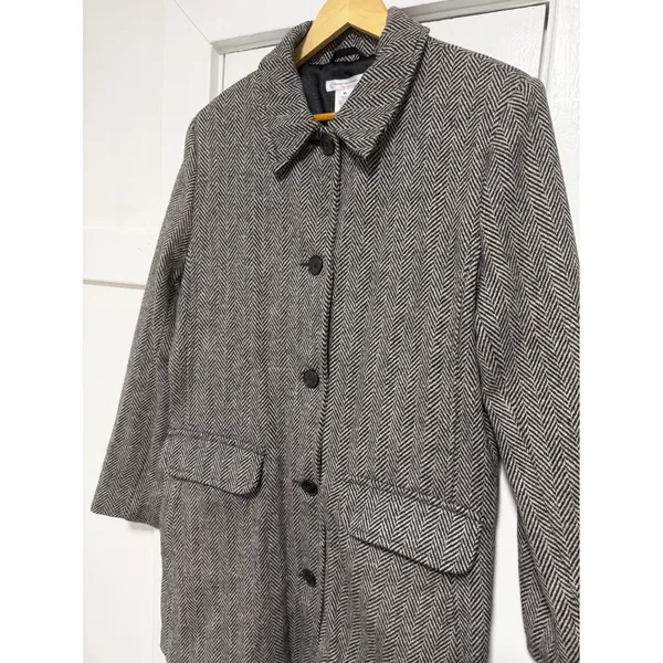 Isaac Mizrahi Live Womens XL Herringbone Wool Coat preppy academia professional - Image 3