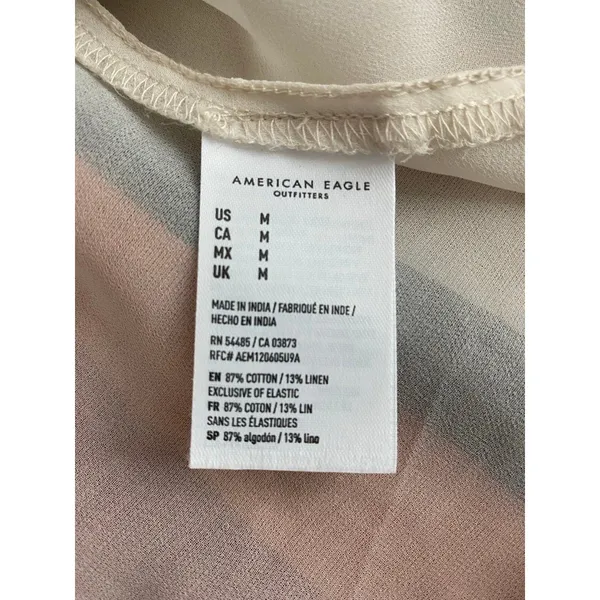 American Eagle Striped Halter Mini Dress Smocked Back Pockets M - Image 5
