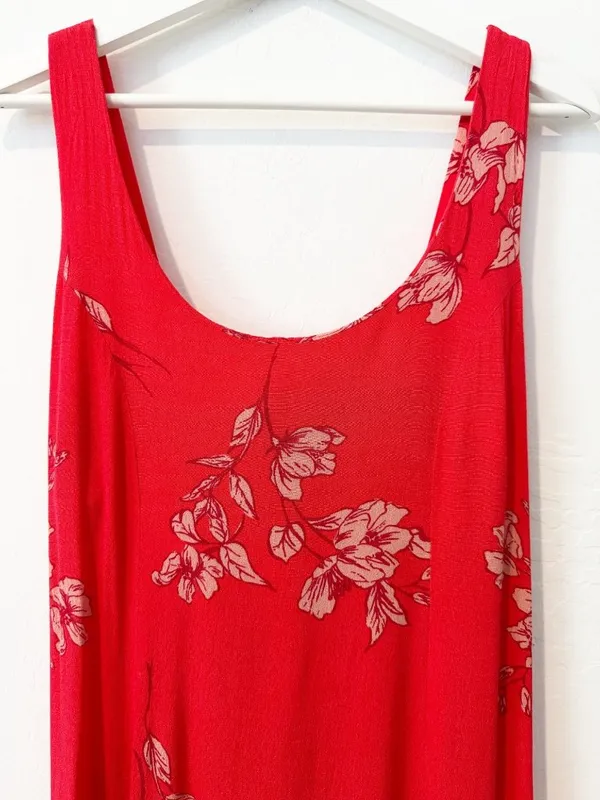 Dress Forum Floral Midi Slip Dress Size Medium Open Tie Back Vacation Boho Chic - Image 4