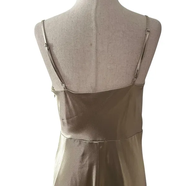 Birdy Grey Champagne Satin Slit Bridesmaid Formal Dress Women Size Medium | 65-2 - Image 4