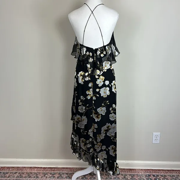 Alice + Olivia Silk Floral Asymmetrical Maxi‎ Dress Size 2 - Image 3