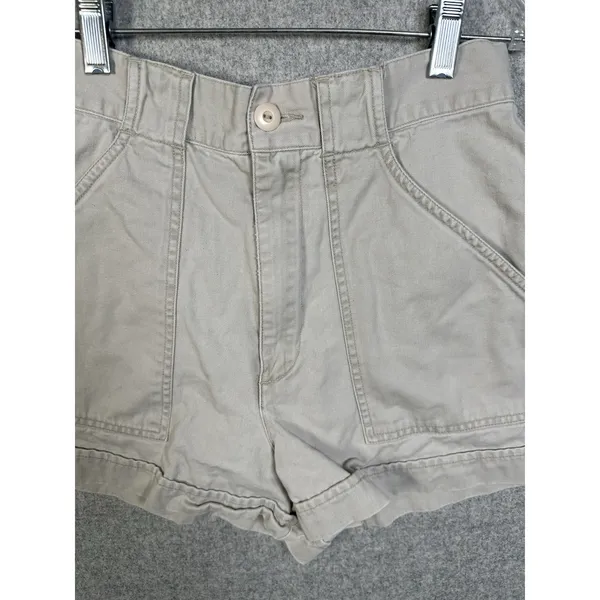 Vintage Abercrombie & Fitch Size 4‎ Cotton Womens Shorts High Waist Beige Mini - Image 6