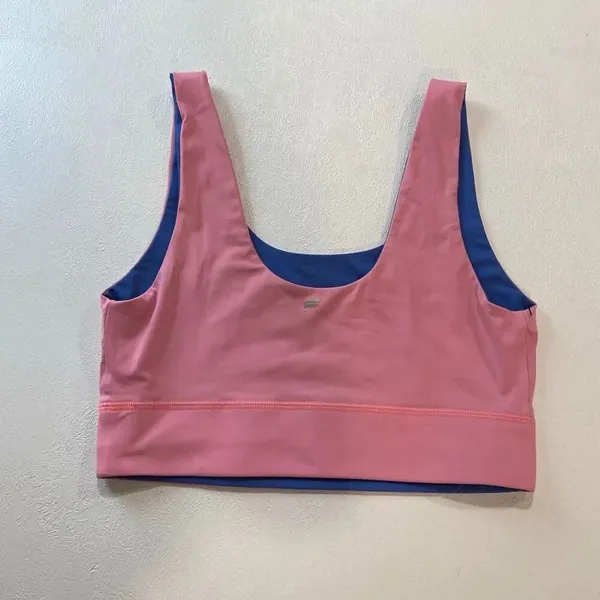 Fabletics Reversible Sports Bra Pink Blue Longline Medium Impact Size M - Image 6