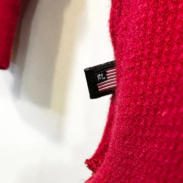 VTG Polo‎ Ralph Lauren Medium Henley Top Red Waffle Knit Thermal Y2K Preppy 1501 - Image 6