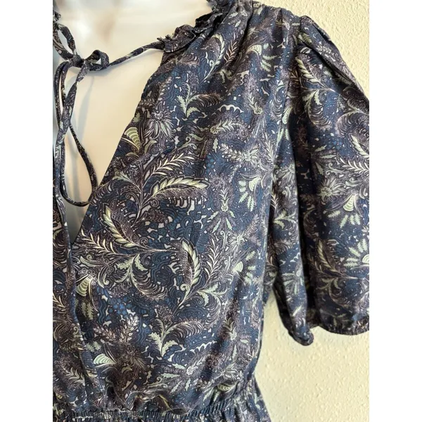 FOLKIE Australia Boho Blue Print Dress Festival Sz 2‎ EUC - Image 3