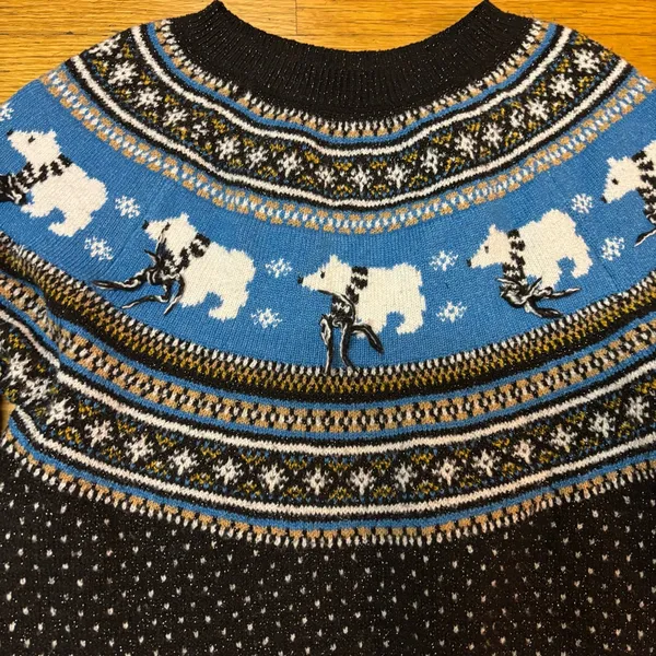 Holiday Time Polar Bear Preppy Christmas Fisherman Teacher Ugly Sweater S - Image 4