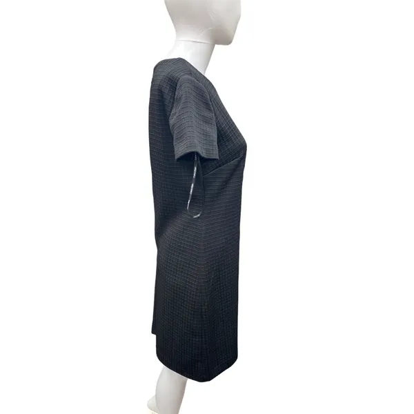 Calvin Klein SKU 498 Black Textured Short Sleeve Sheath Dress Size 4 - Image 5