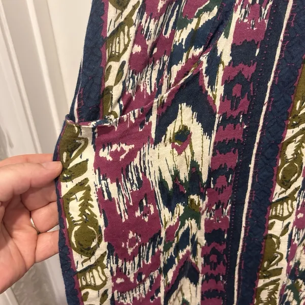 Roller Rabbit Womens L Cotton Ikat Print Tunic Dress Purple Navy Olive Pockets‎ - Image 7