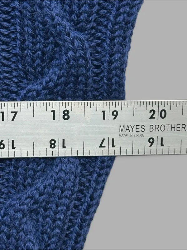 WoolOvers Women’s Small Navy Blue 100% Wool Cable Knit Sweater - Image 6