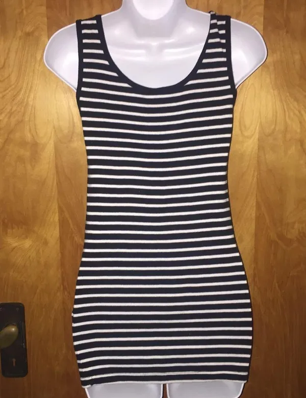 Nightmare Before Christmas Jack Skellington Black & White Striped Tank Top Sz M - Image 4