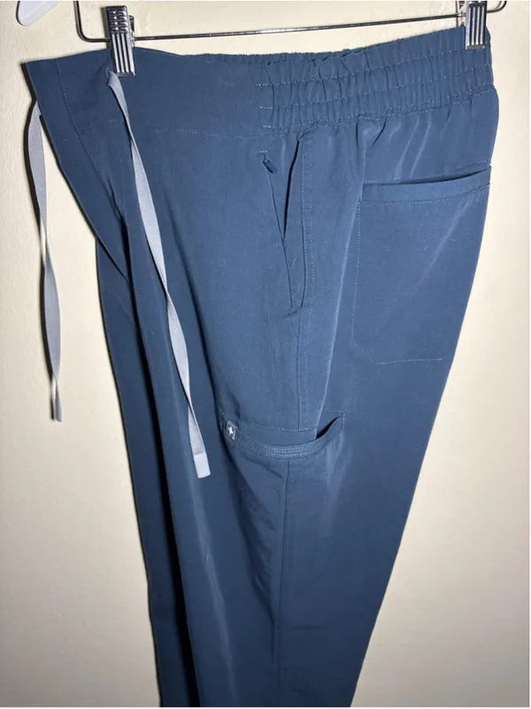 FIGS Jogger Scrub Pants Blue with Grey Drawstring - Image 4