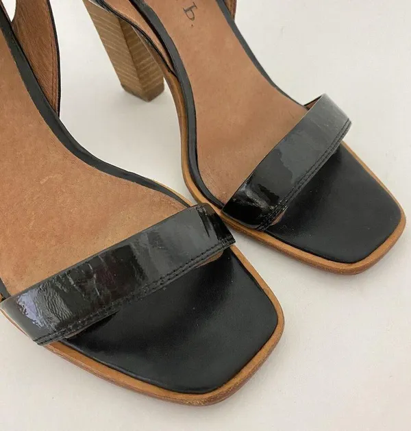 Anthropologie No 704b Almada Black Ankle Strap Patent Leather Size 39.5M Heels - Image 5