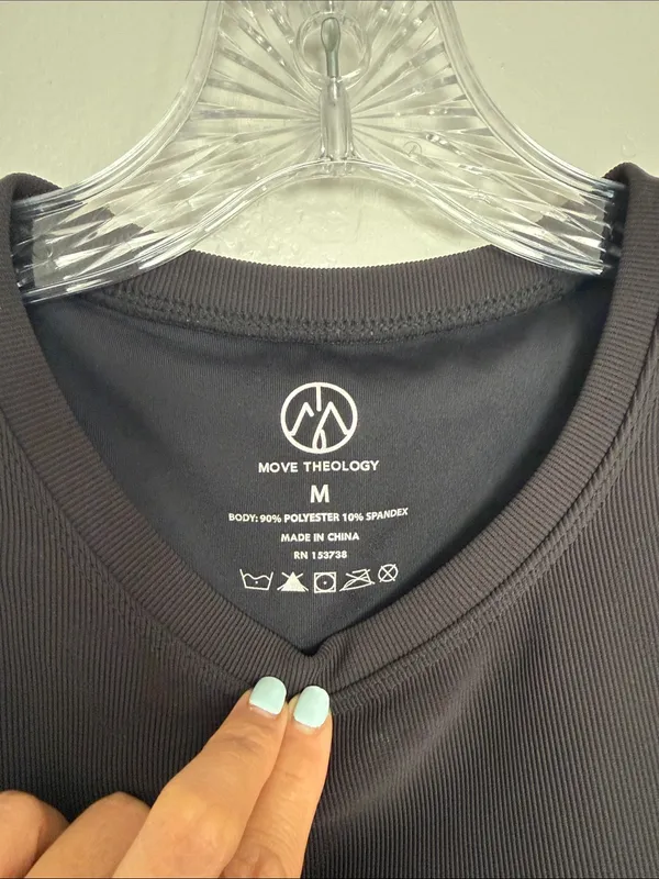 MOVE THEOLOGY Black Ribbed Tank - Women's Athletic Fit size M - Image 5
